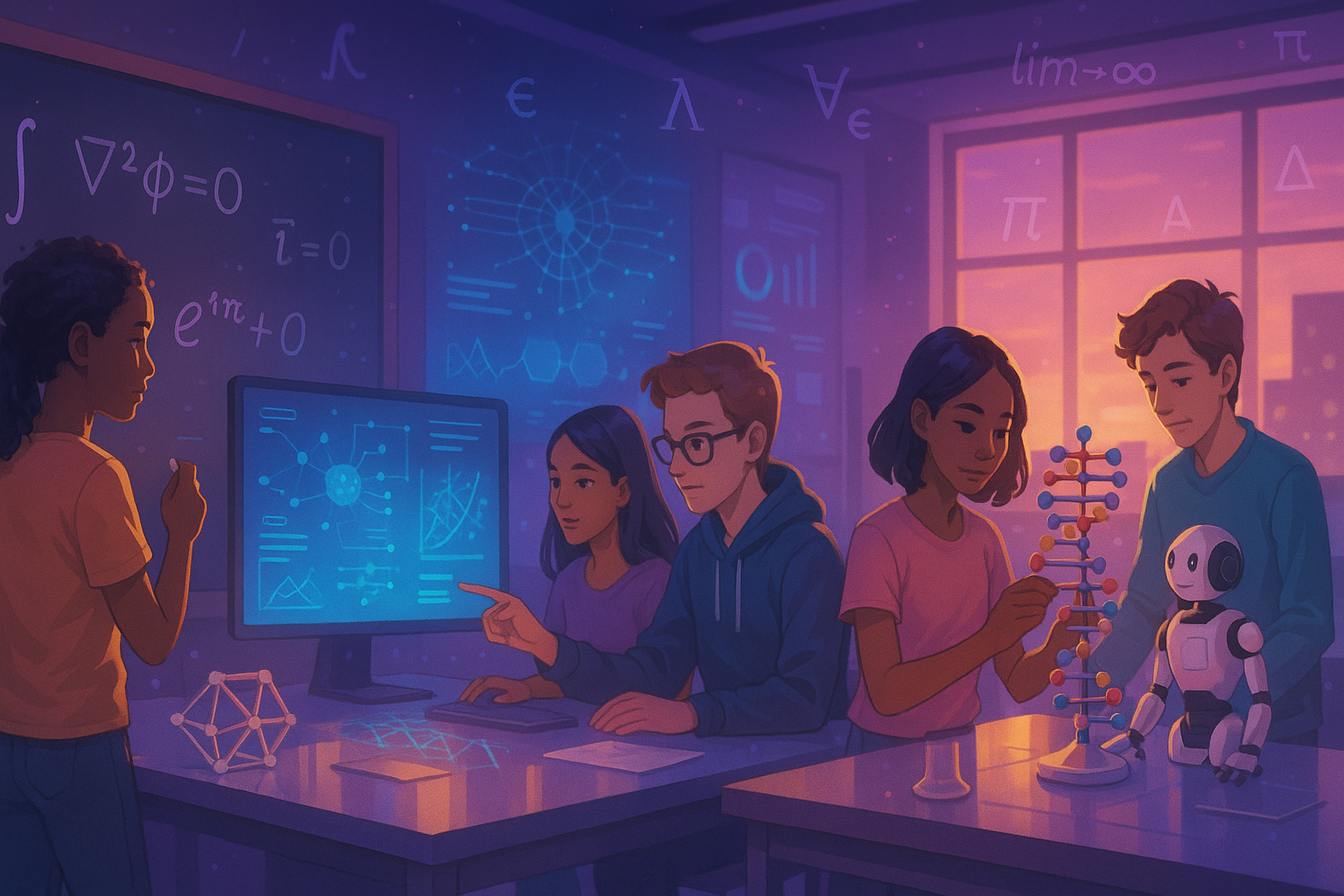 Estudiantes del Club de Matemáticas trabajando en un proyecto de investigación